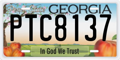 GA license plate PTC8137