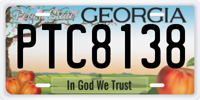 GA license plate PTC8138