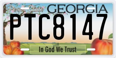 GA license plate PTC8147