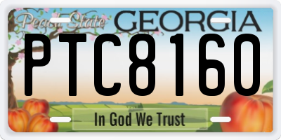 GA license plate PTC8160