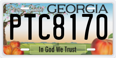 GA license plate PTC8170