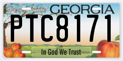 GA license plate PTC8171