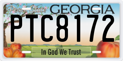 GA license plate PTC8172