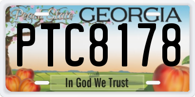 GA license plate PTC8178