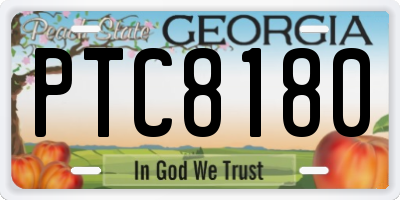 GA license plate PTC8180