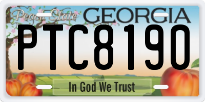 GA license plate PTC8190