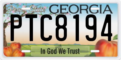 GA license plate PTC8194