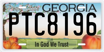GA license plate PTC8196