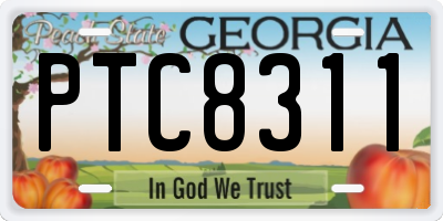 GA license plate PTC8311