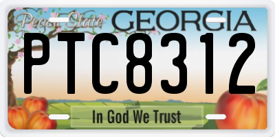GA license plate PTC8312