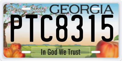GA license plate PTC8315