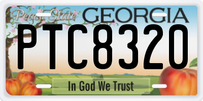 GA license plate PTC8320