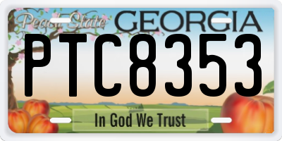 GA license plate PTC8353