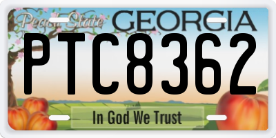 GA license plate PTC8362