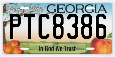 GA license plate PTC8386
