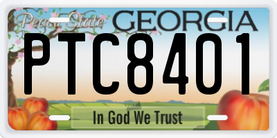 GA license plate PTC8401