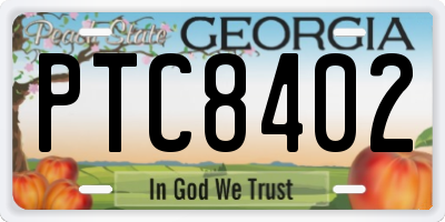 GA license plate PTC8402