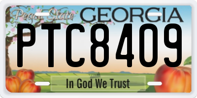 GA license plate PTC8409