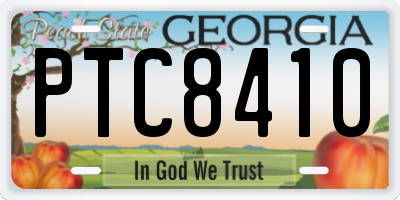 GA license plate PTC8410