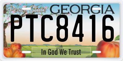 GA license plate PTC8416