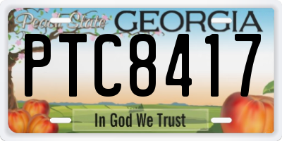 GA license plate PTC8417