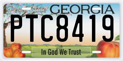 GA license plate PTC8419