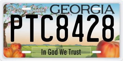 GA license plate PTC8428