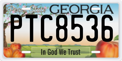 GA license plate PTC8536