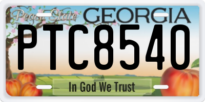 GA license plate PTC8540