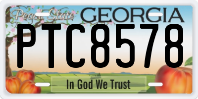 GA license plate PTC8578