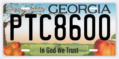 GA license plate PTC8600