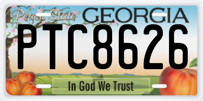GA license plate PTC8626