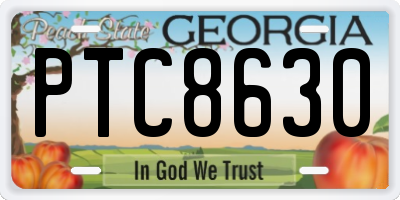 GA license plate PTC8630