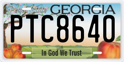 GA license plate PTC8640