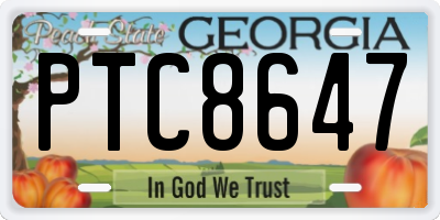 GA license plate PTC8647