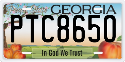 GA license plate PTC8650