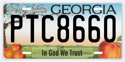 GA license plate PTC8660