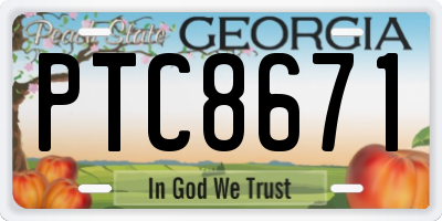 GA license plate PTC8671