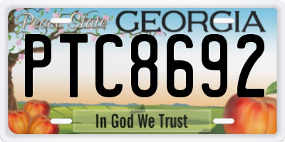 GA license plate PTC8692