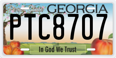 GA license plate PTC8707