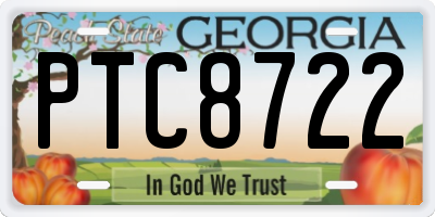 GA license plate PTC8722