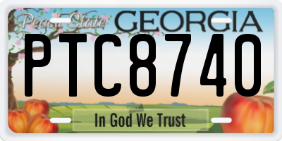 GA license plate PTC8740