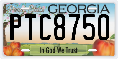GA license plate PTC8750