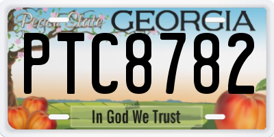 GA license plate PTC8782