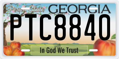 GA license plate PTC8840