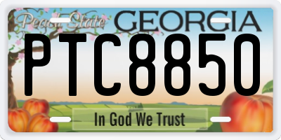 GA license plate PTC8850