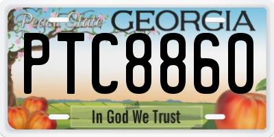 GA license plate PTC8860