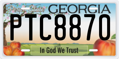 GA license plate PTC8870