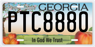 GA license plate PTC8880