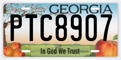 GA license plate PTC8907
